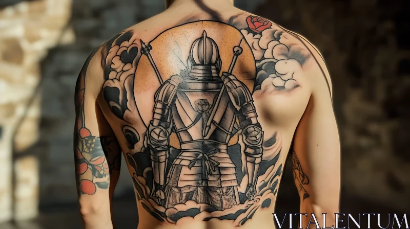 Knight in Armor Back Tattoo AI Image