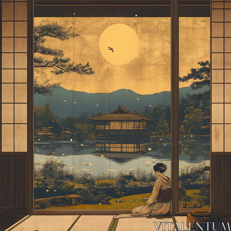 AI ART Tranquil Temple View Japanese Art