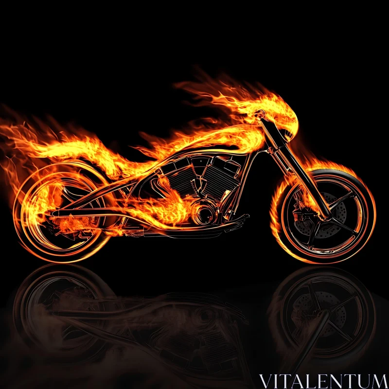 AI ART Blazing Wheels: Motorcycle in Flames