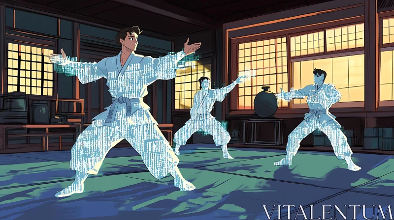 Modern Martial Arts Training Illustration AI Image