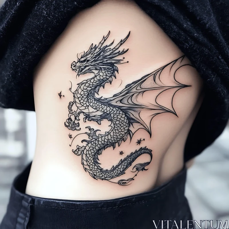 Detailed Dragon Tattoo Body Art AI Image