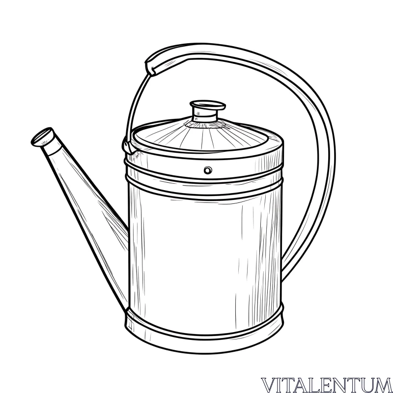 Detailed Watering Can Line Art AI Image