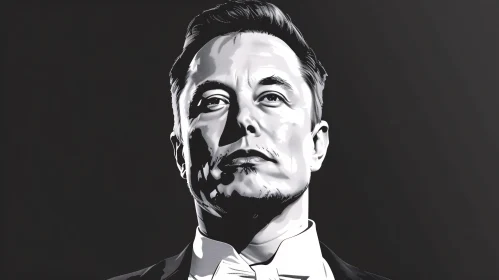 Elon Musk Visionary Monochrome Portrait