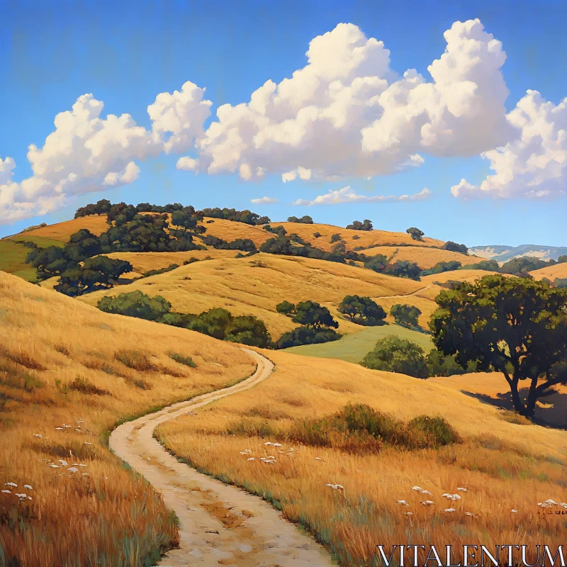 AI ART Rolling Hills and Cloudy Skies Artwork