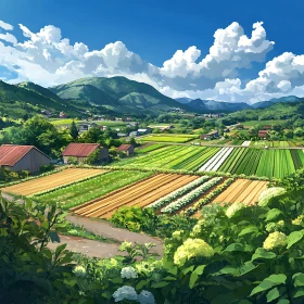 Tranquil Rural Scene with Cultivated Fields