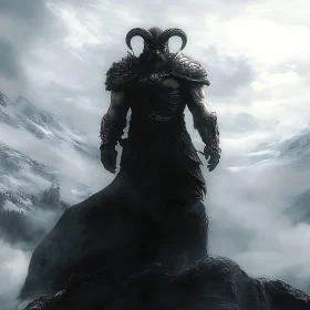 Horned Warrior on Mountain Peak