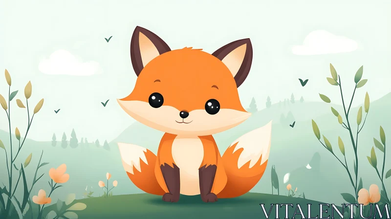 Cartoon Fox Illustration AI Image