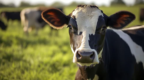 Close-Up of a Cow in a Field