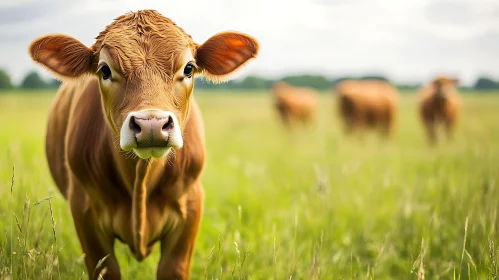 Brown Cow in Summer Pasture
