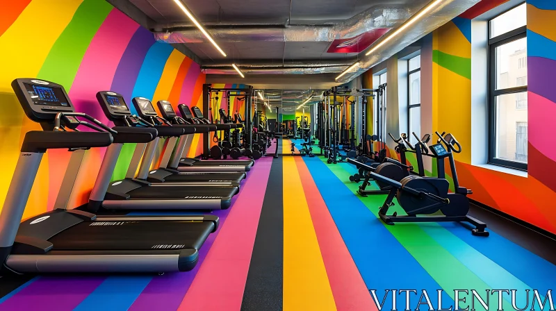 AI ART Colorful Gym with Modern Equipment