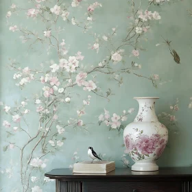 Vintage Floral Arrangement with Bird