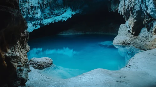 Tranquil Blue Pool within a Cave