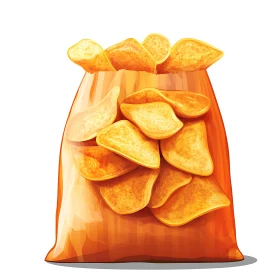 Crispy Potato Chips in a Transparent Bag