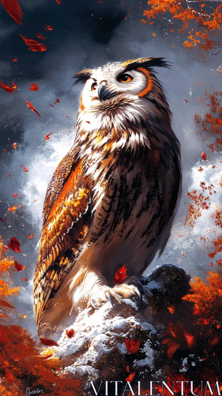 AI ART Owl in an Autumnal Setting