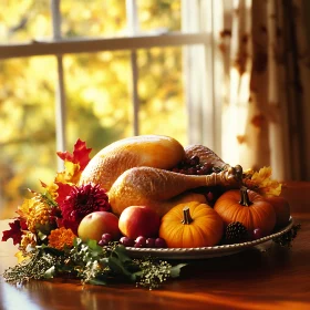 Autumn Harvest Thanksgiving Feast Still Life