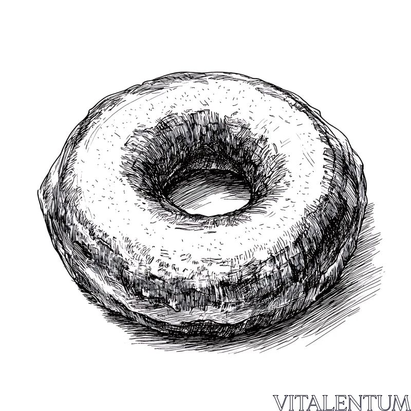 Monochrome Donut Sketch AI Image