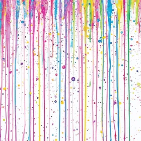 Rainbow Paint Streaks on White Canvas