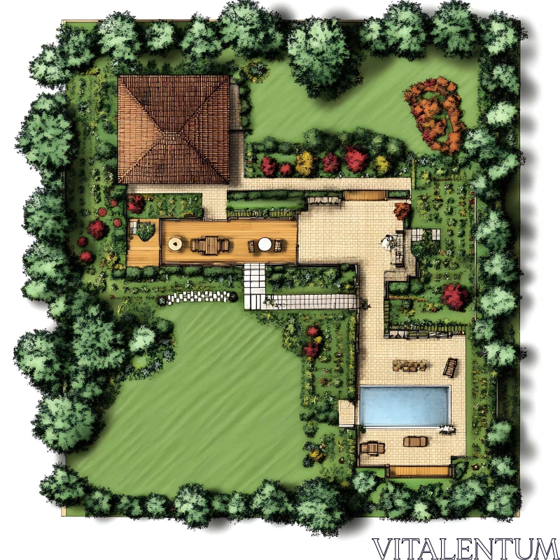 Detailed Landscape Architecture Plan View AI Image