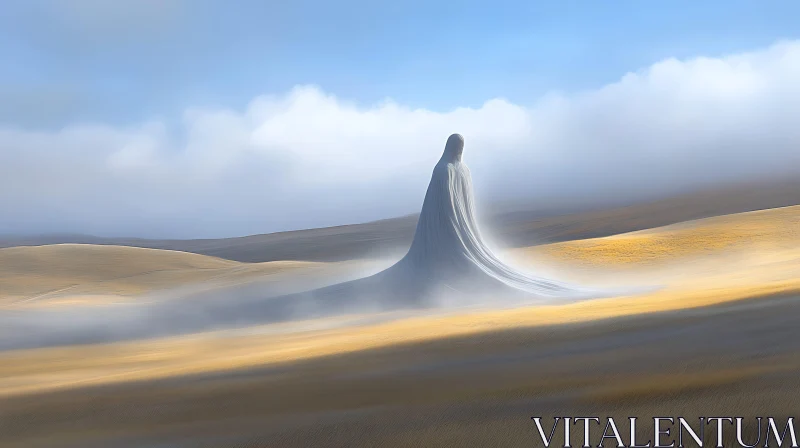 AI ART Surreal Dunescape with Draped Figure