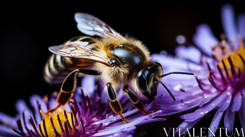 Bee on Purple Flower: A Captivating Nature Moment AI Image