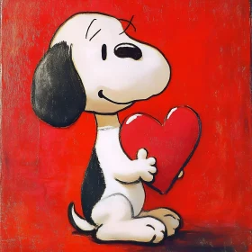 Animated Dog Holding Love Heart