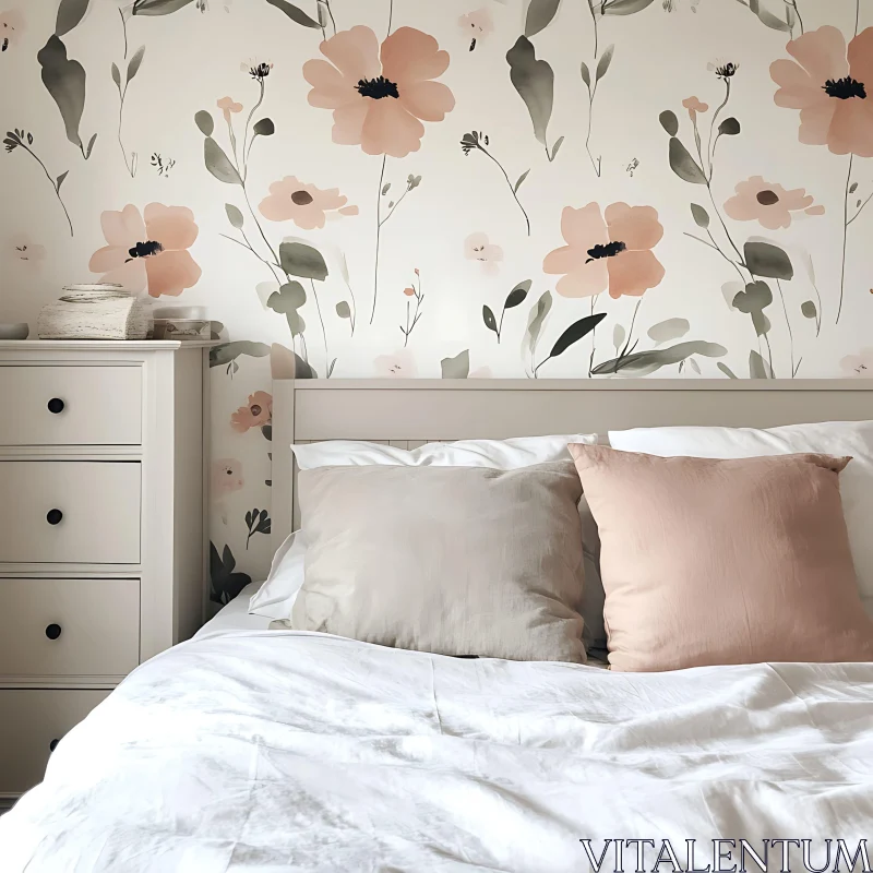 AI ART Pastel Floral Bedroom Retreat