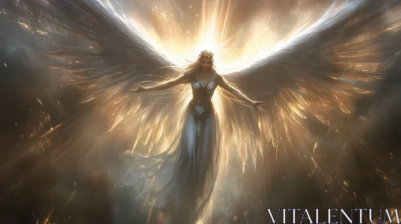 AI ART Ethereal Angel with Wings of Light