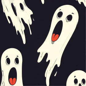 Cartoonish Ghosts on Dark Background