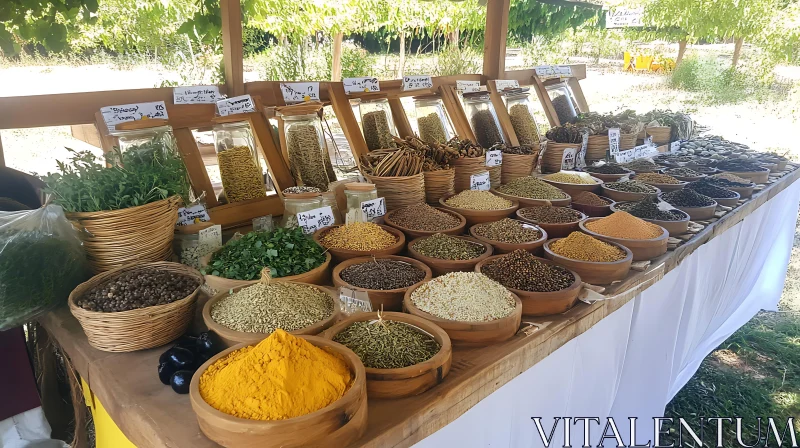 Outdoor Spice and Herb Market Stall AI Image