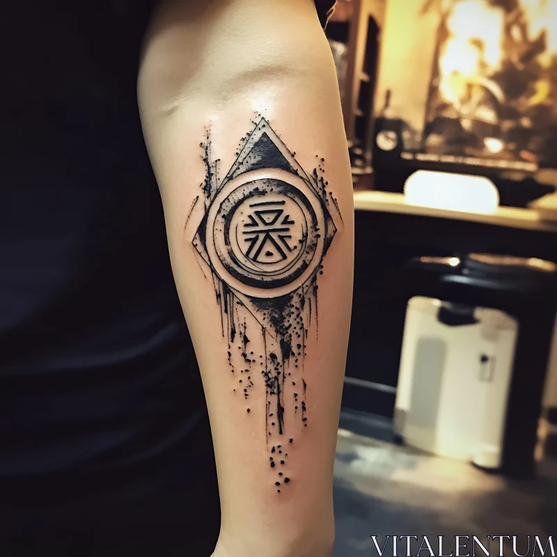 AI ART Abstract Geometric Black Ink Tattoo