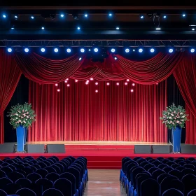 Theater Stage with Red Velvet Curtains