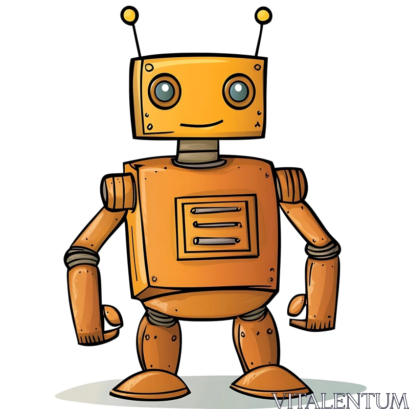 Orange Robot Cartoon Character Design AI Image