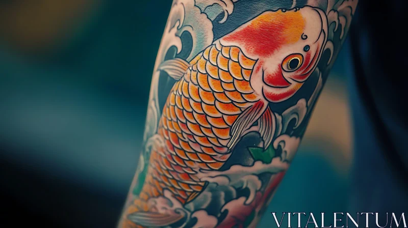 Colourful Koi Fish Arm Tattoo Art AI Image