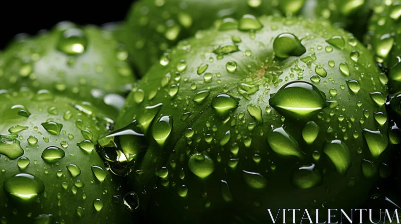 AI ART Exotic Green Vegetables with Rain Droplets - A Macro Photography Study