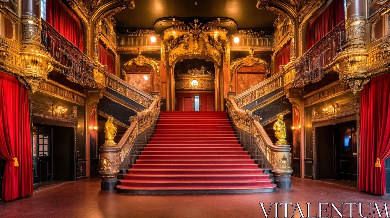 AI ART Gilded Grandeur: A Theater's Majestic Stairway