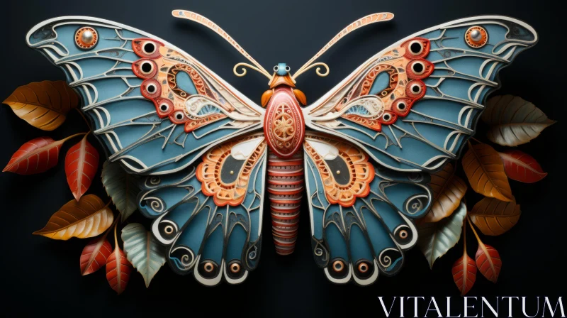 Luxurious Handmade Butterfly Figurine in Mechanical Realism Style AI Image