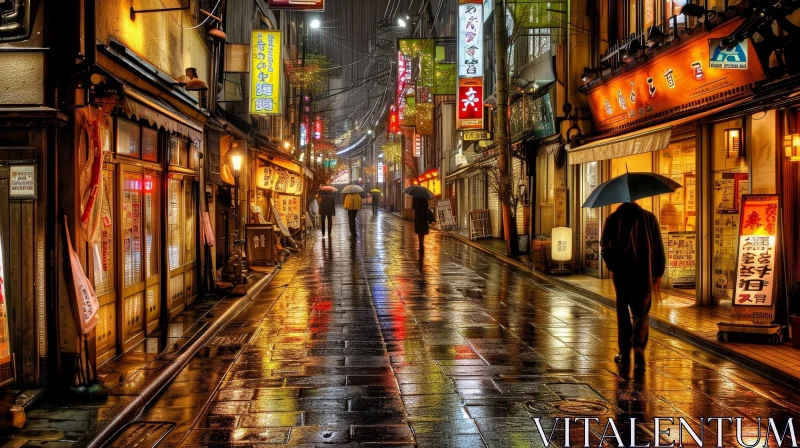 Night View of a Traditional Japanese Street in Kyoto, Japan AI Image