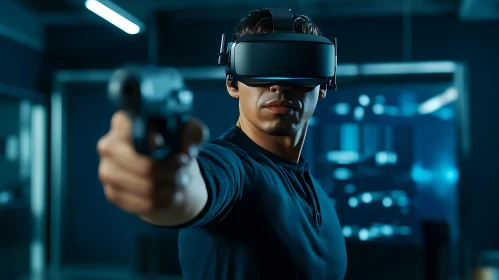 Man in VR with Handgun