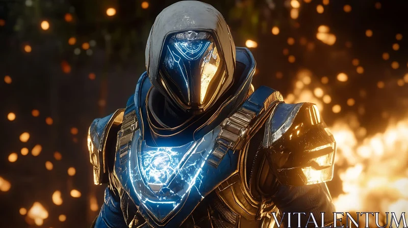 Futuristic Warrior in Battle Gear