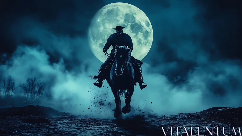 Mystical Horse Rider in the Fog