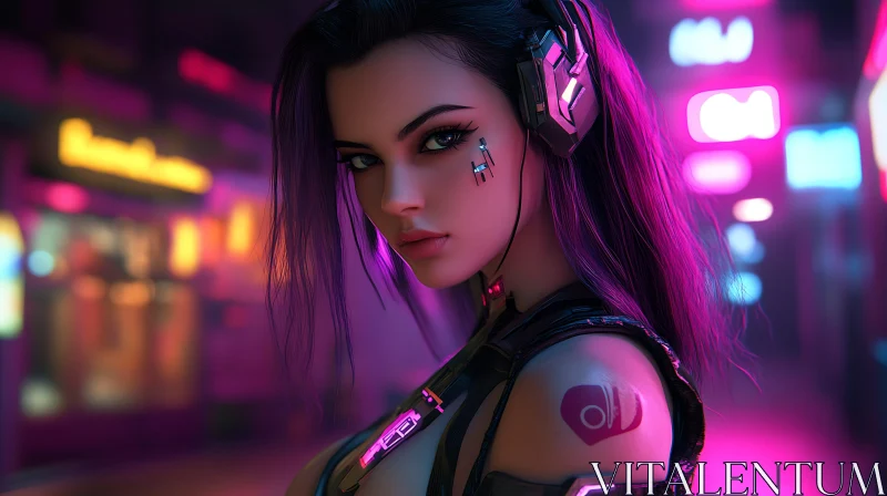 Cyberpunk Female Portrait with Neon Lights