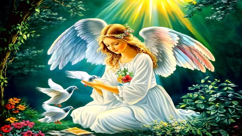 Angel of Peace with White Doves