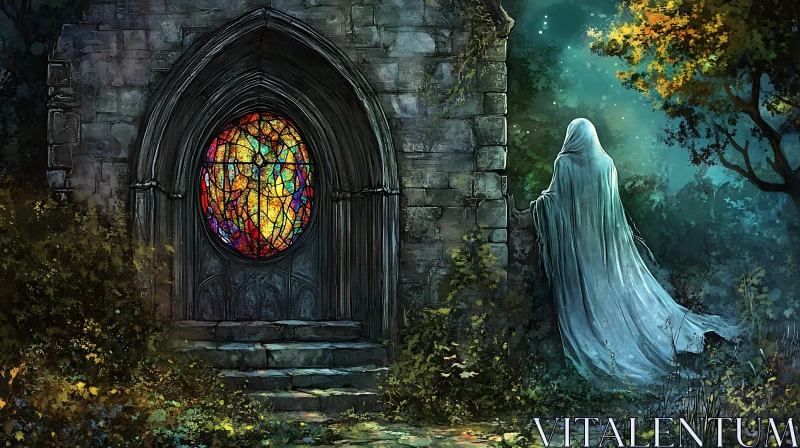 Ghostly Figure Near Ancient Building