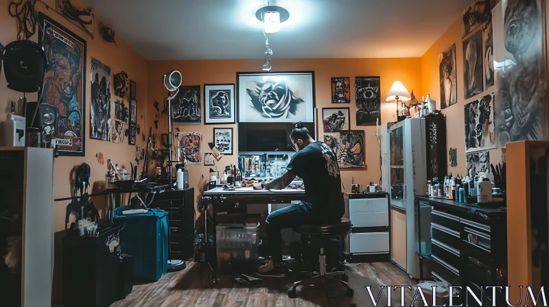 Tattoo Artist in a Well-Decorated Studio