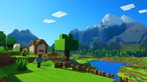 Blocky Landscape: A Minecraft Scene