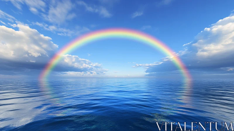 AI ART Colorful Rainbow Over Calm Sea