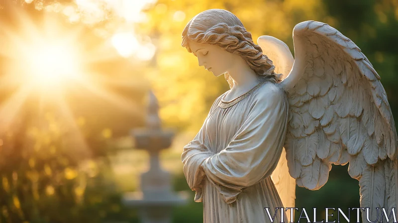 Serene Angel Sculpture with Sunlight