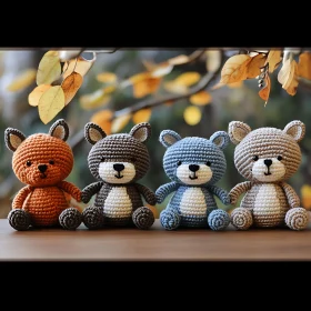 Four Knitted Teddy Bears