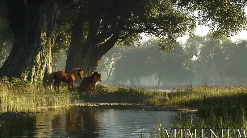 Horses in Natural Habitat Image