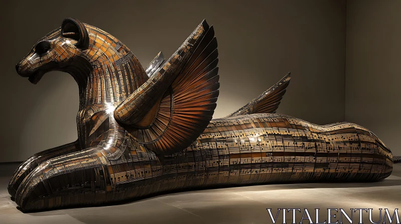 Metal Winged Lion Sculpture Art